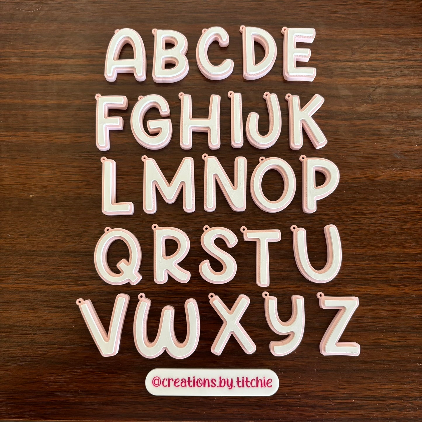 Letter Initial Keychain - Pastel Pink