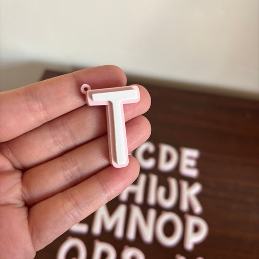 Letter Initial Keychain - Pastel Pink