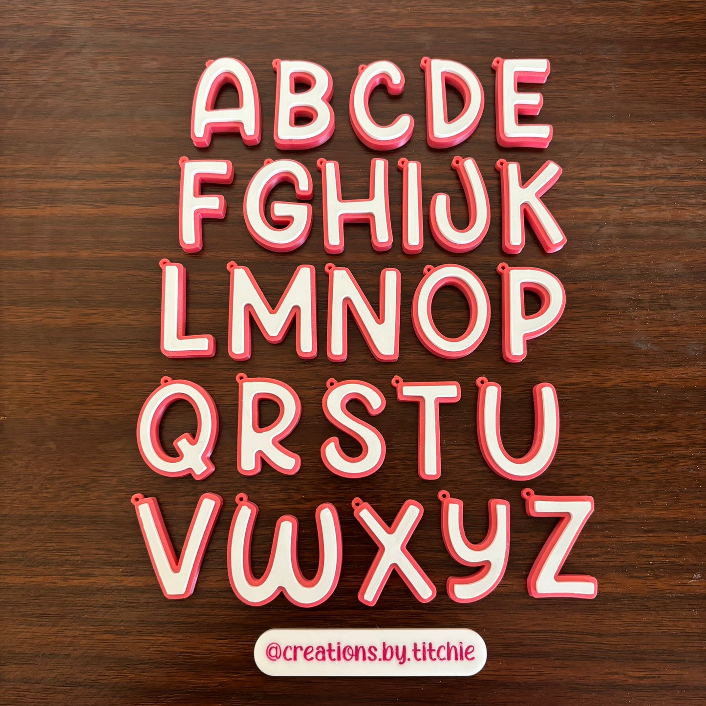 Letter Initial Keychain - Soft Red