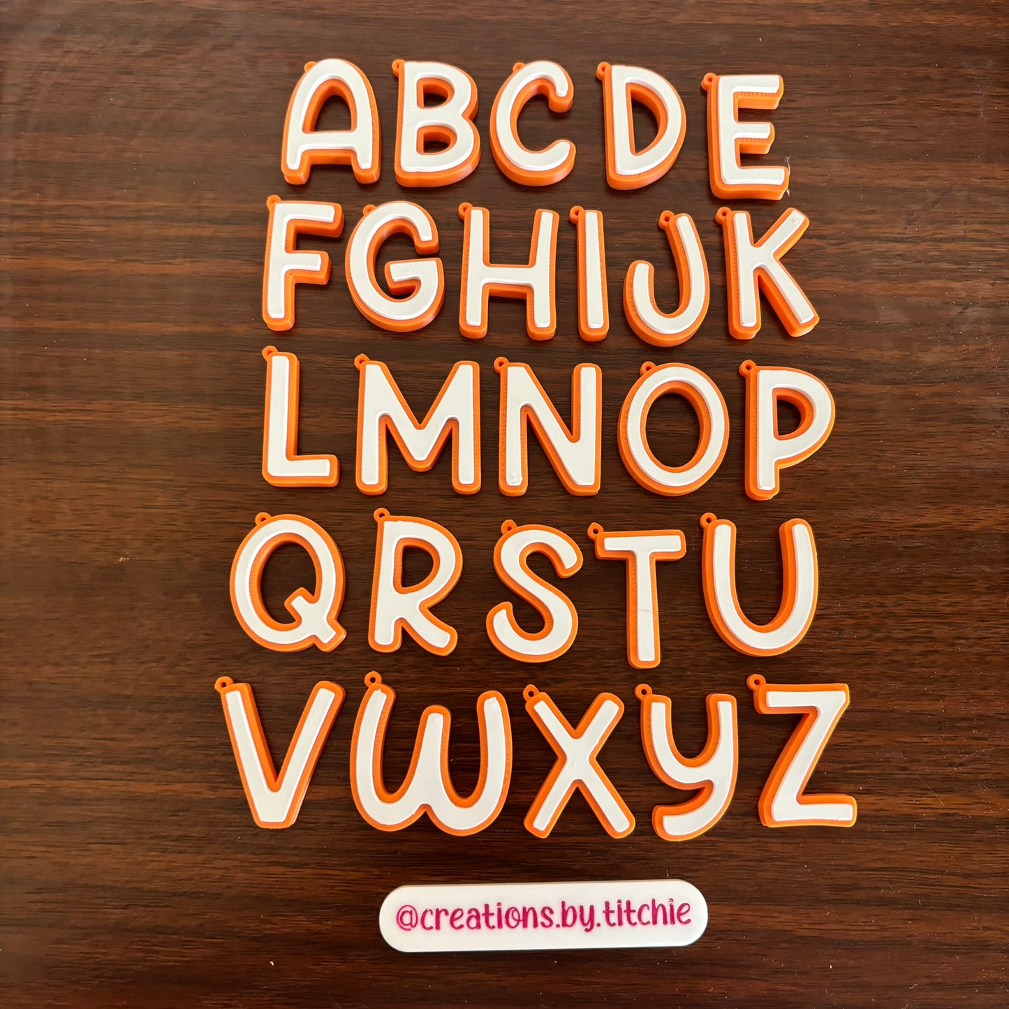 Letter Initial Keychain - Orange