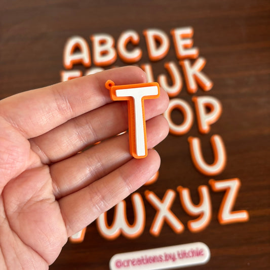 Letter Initial Keychain - Orange