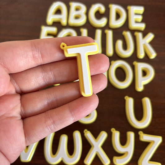 Letter Initial Keychain - Yellow