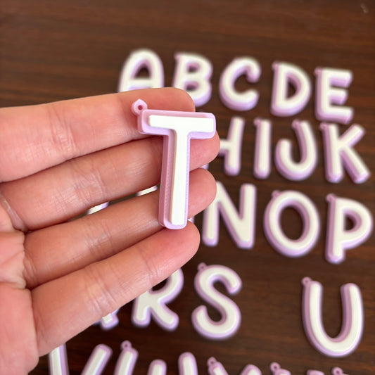 Letter Initial Keychain - Pastel Purple