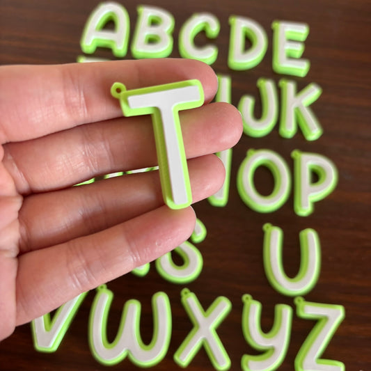 Letter Initial Keychain - Pastel Green
