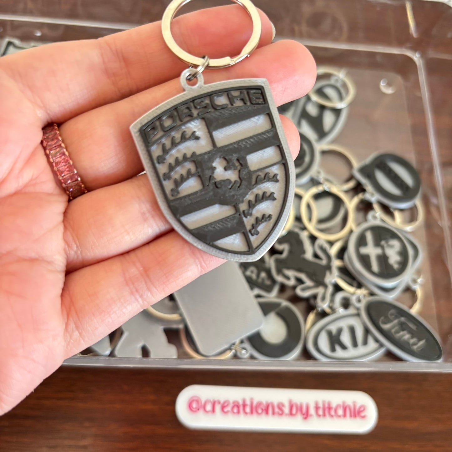 Car Logo Keychain - Silver/Black
