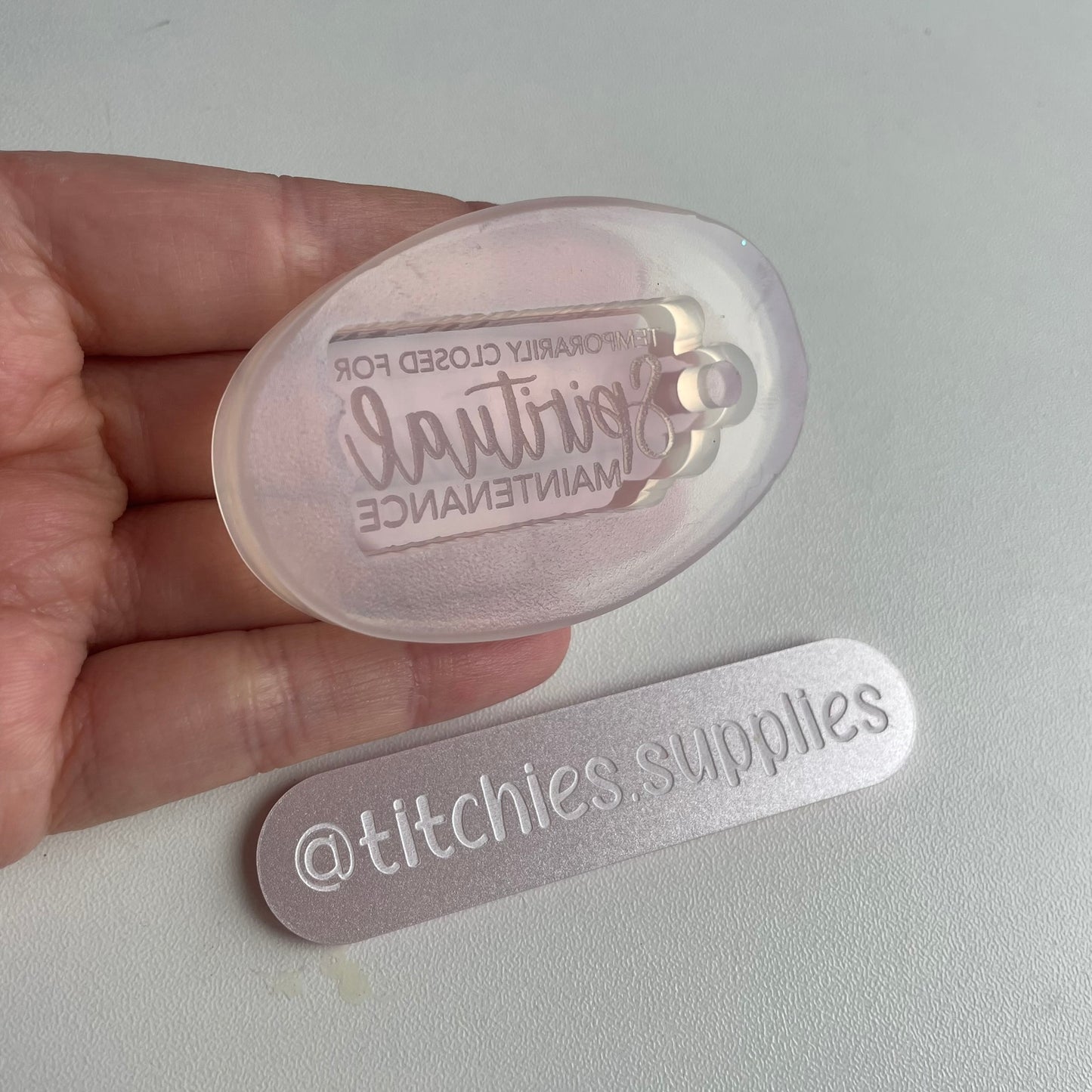 Closed For Spiritual Maintenance Keyring Mould, 6mm Thick