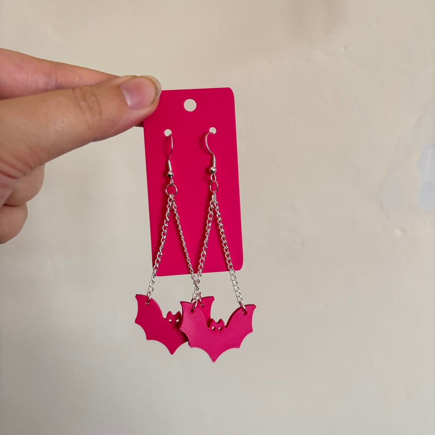 Long Dangle Bat Earrings