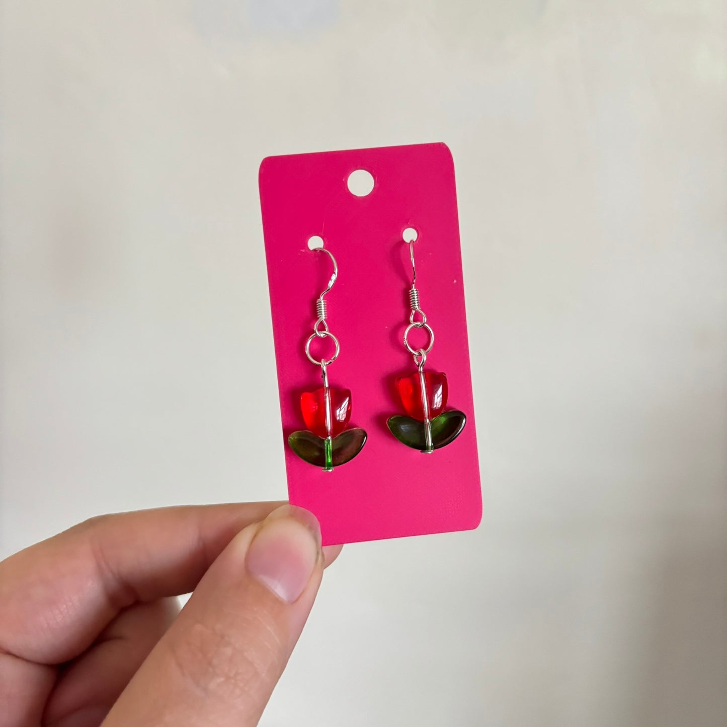 Glass Bead Tulip Earrings
