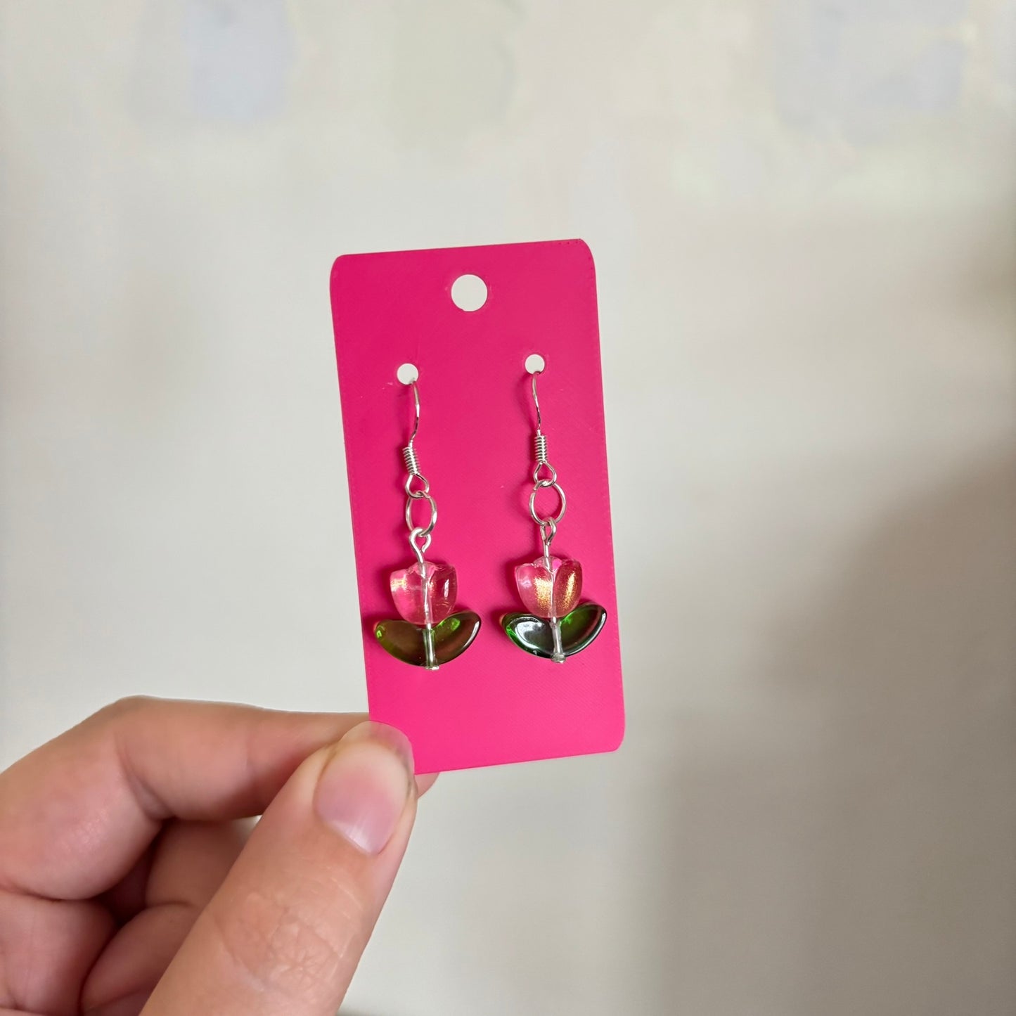 Glass Bead Tulip Earrings