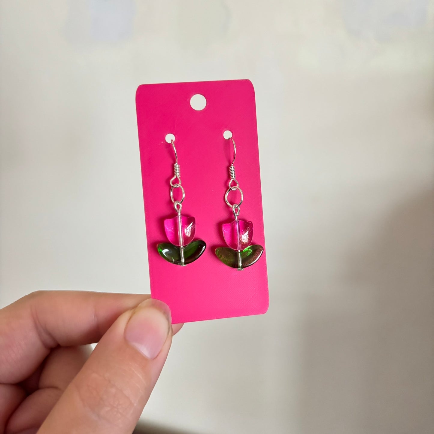 Glass Bead Tulip Earrings