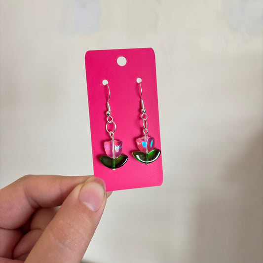 Glass Bead Tulip Earrings