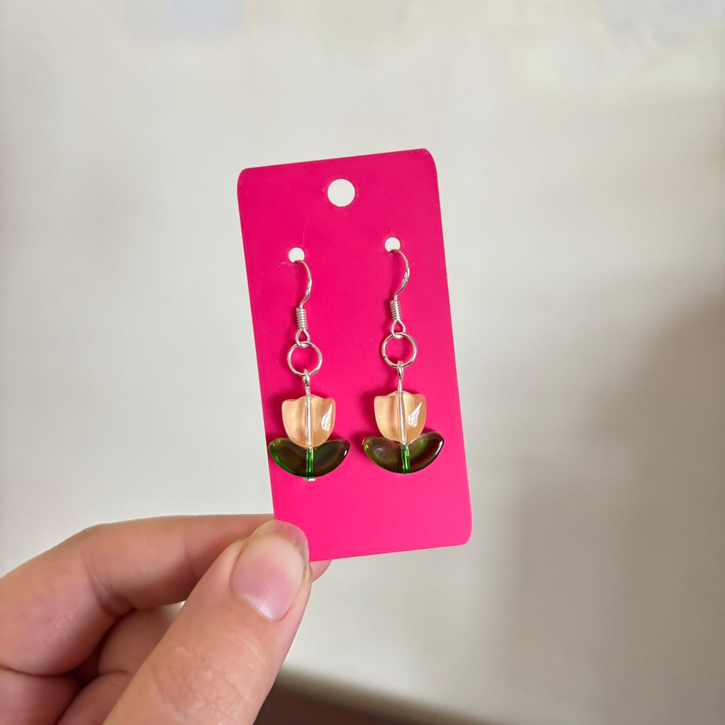 Glass Bead Tulip Earrings