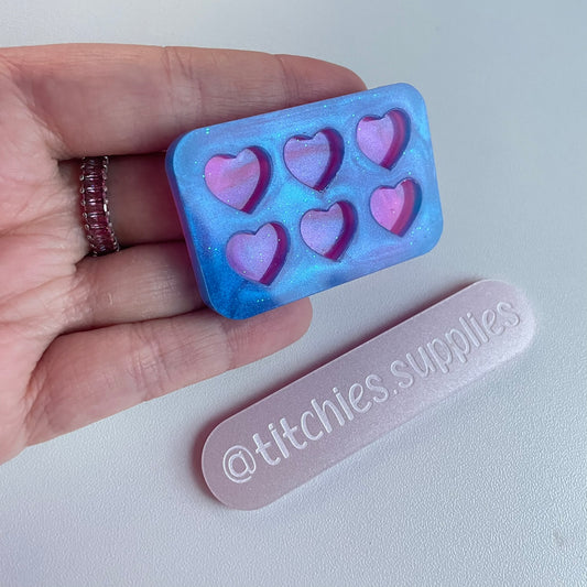 Set of 6 x 1cm Studs/Shaker Fillers Mould - Plain Heart