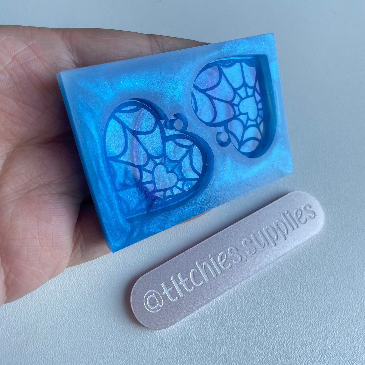 Engraved Heart Web Earring Mould