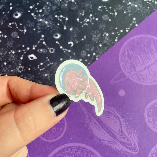 Shattered Glass Holographic Axolotl Space Sticker