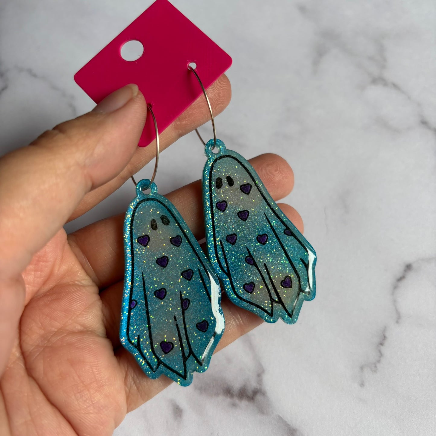 Blue Heart Ghostie Earrings