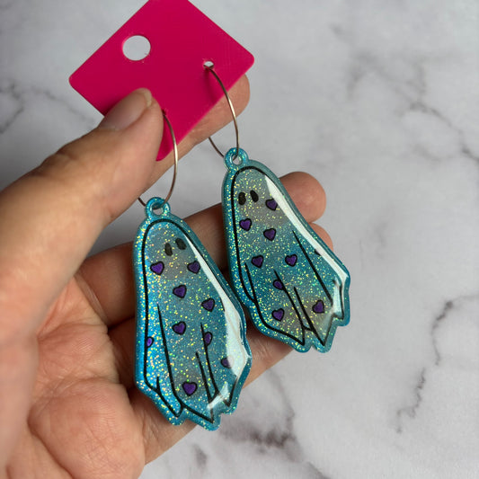 Blue Heart Ghostie Earrings