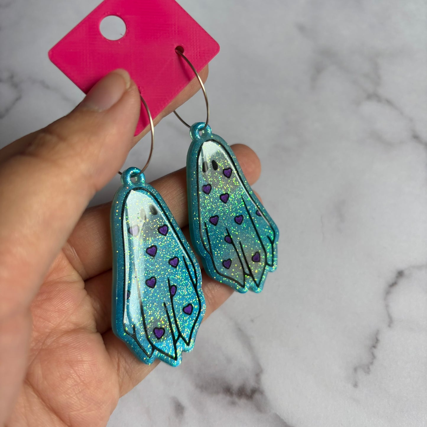 Blue Heart Ghostie Earrings