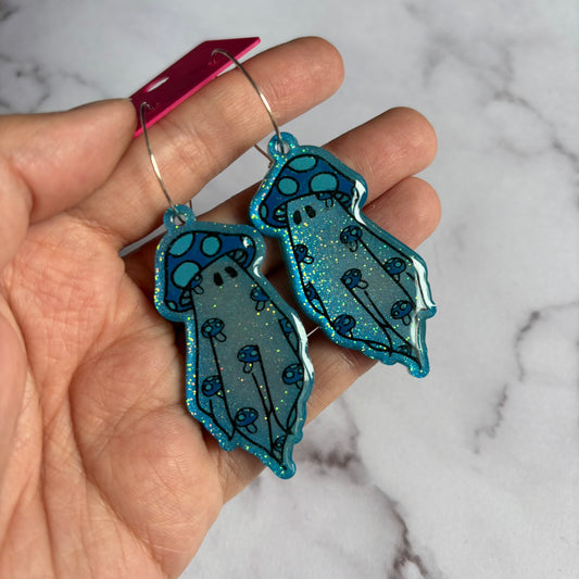 Blue Mushroom Ghostie Earrings