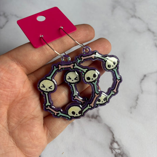Purple Skull Loop Earrings