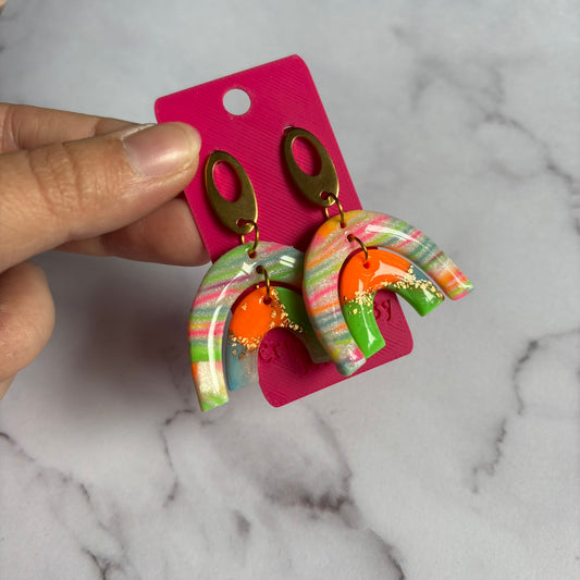 Large Arch Clay Earrings