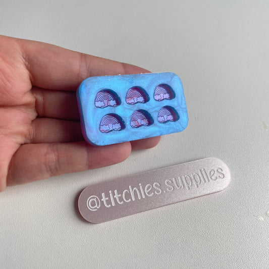 Set of 6 x 1cm Studs/Shaker Fillers Mould - Rainbow