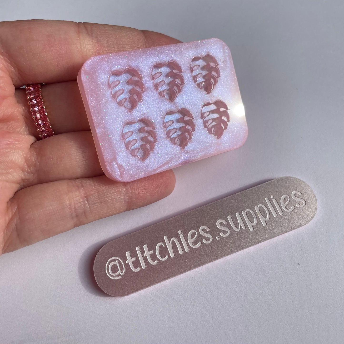 Set of 6 x 1cm Studs/Shaker Fillers Mould - Monstera Leaf