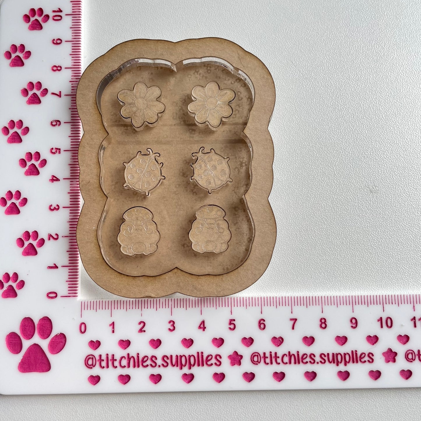 Flower, Ladybird and Frog Stud Mould