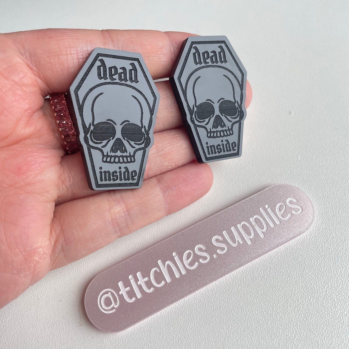 Dead Inside Skull Coffin Earring Mould