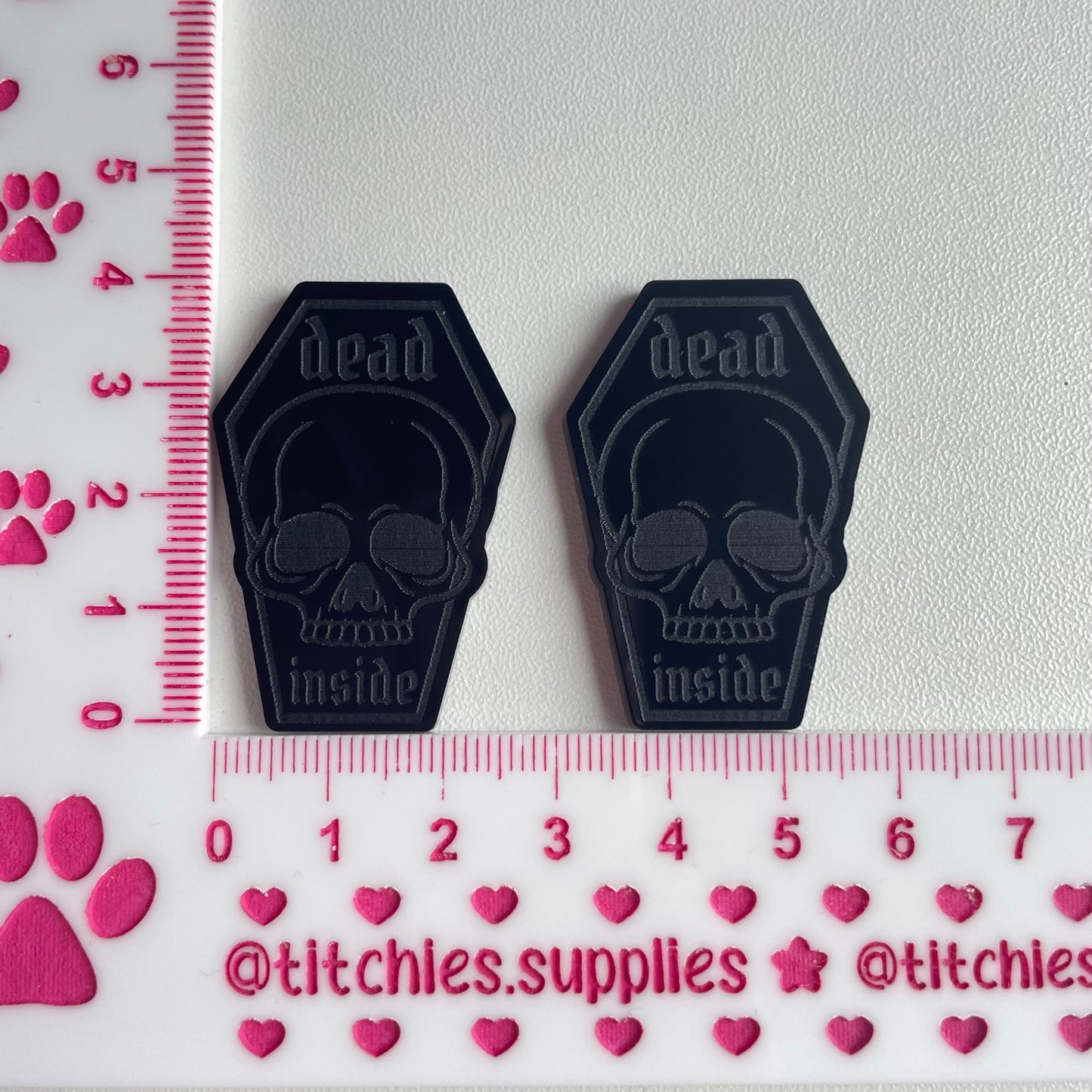 Dead Inside Skull Coffin Earring Mould