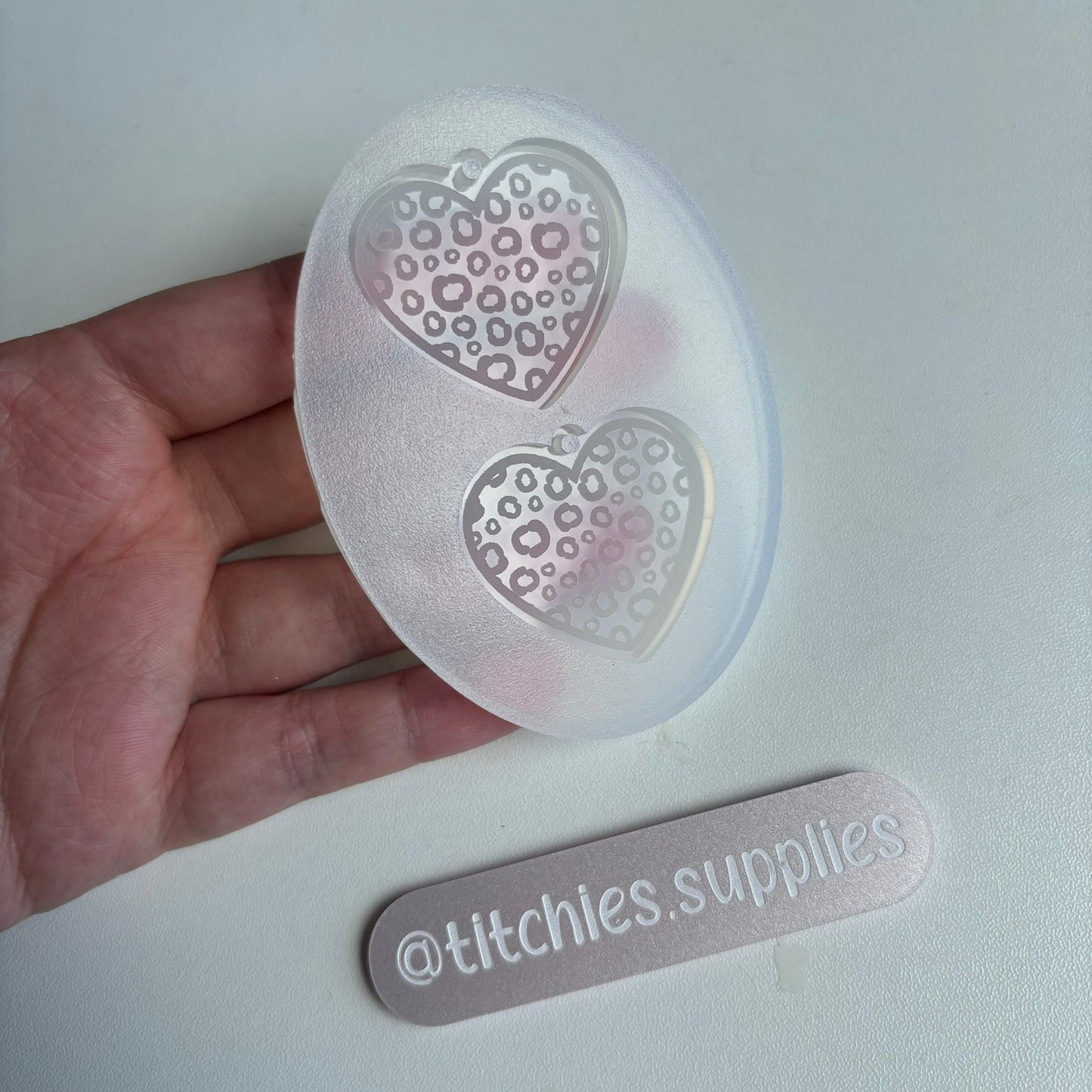 Cheetah Print Heart Earring Mould