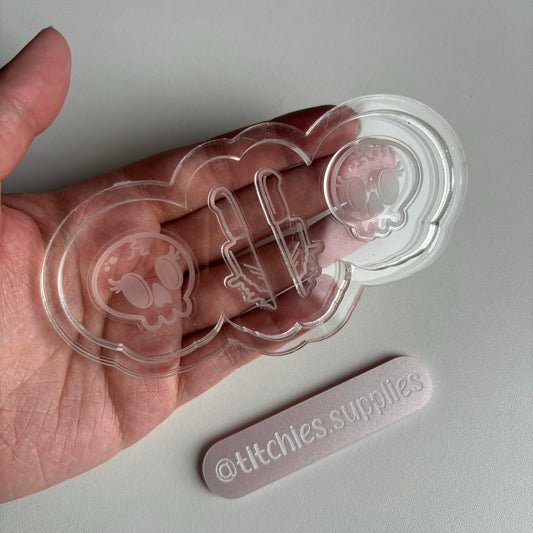 Cute Skull and Knife Earring Mould