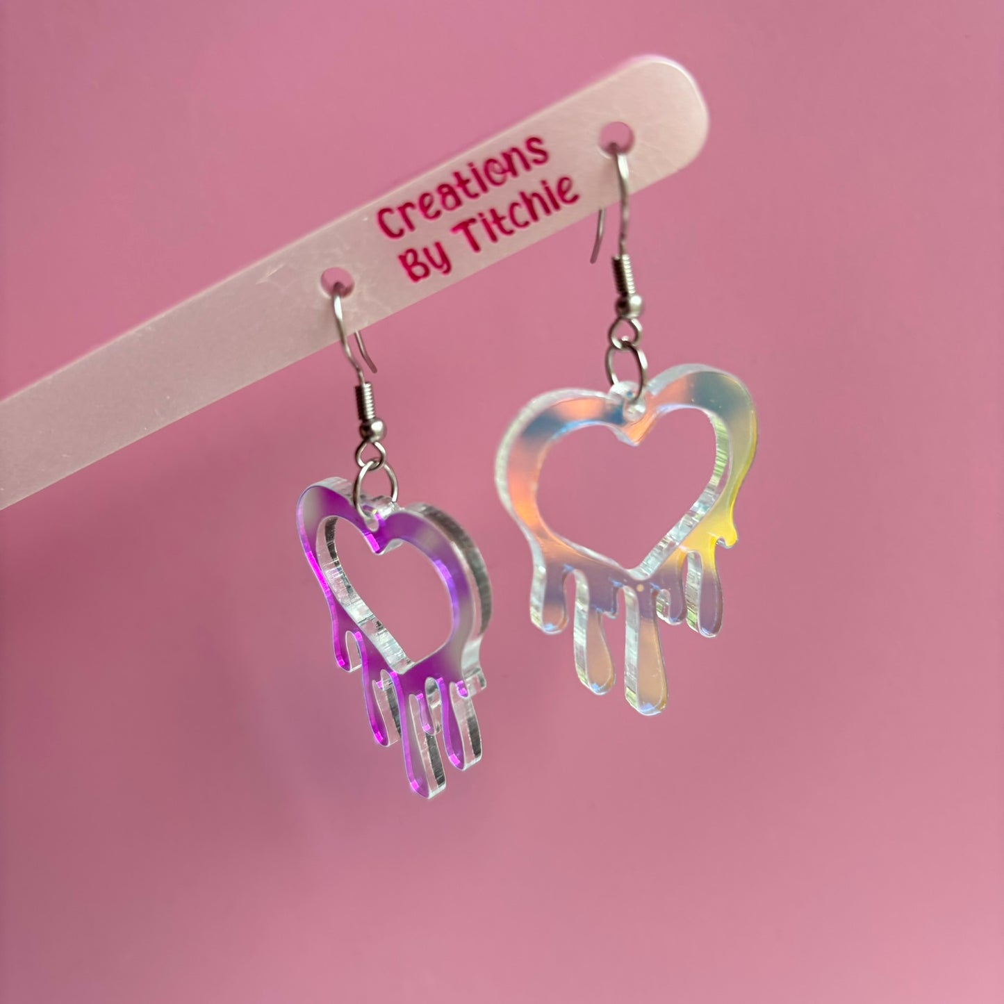 Acrylic Drippy Heart Earrings
