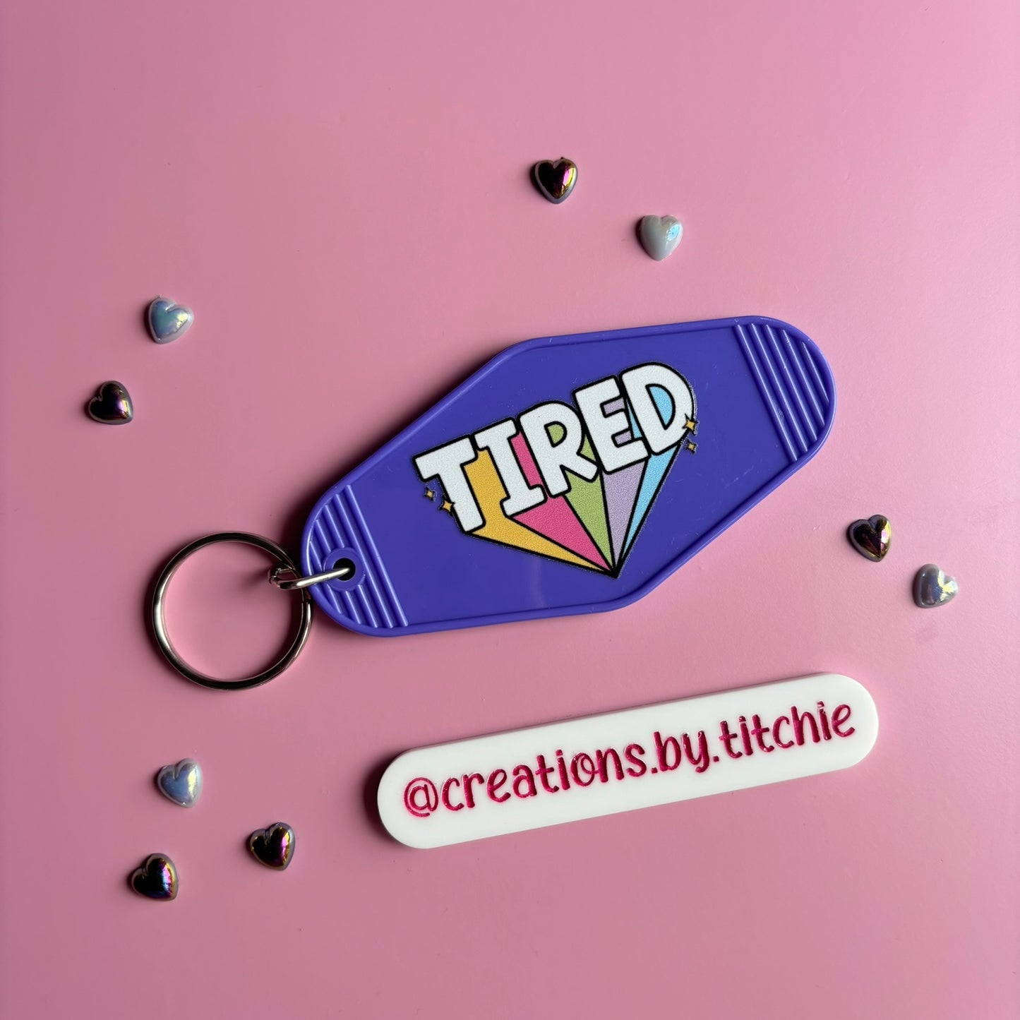 Motel Keyring - Purple "Tired"