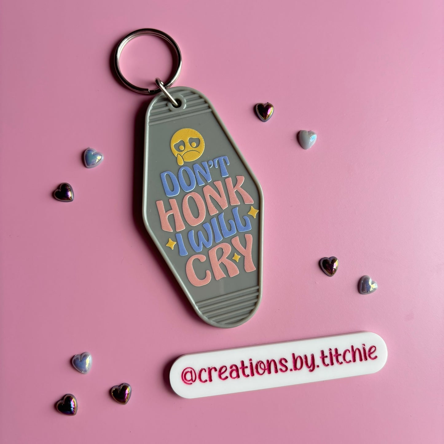 Motel Keyring - Grey "Don't Honk, I will cry