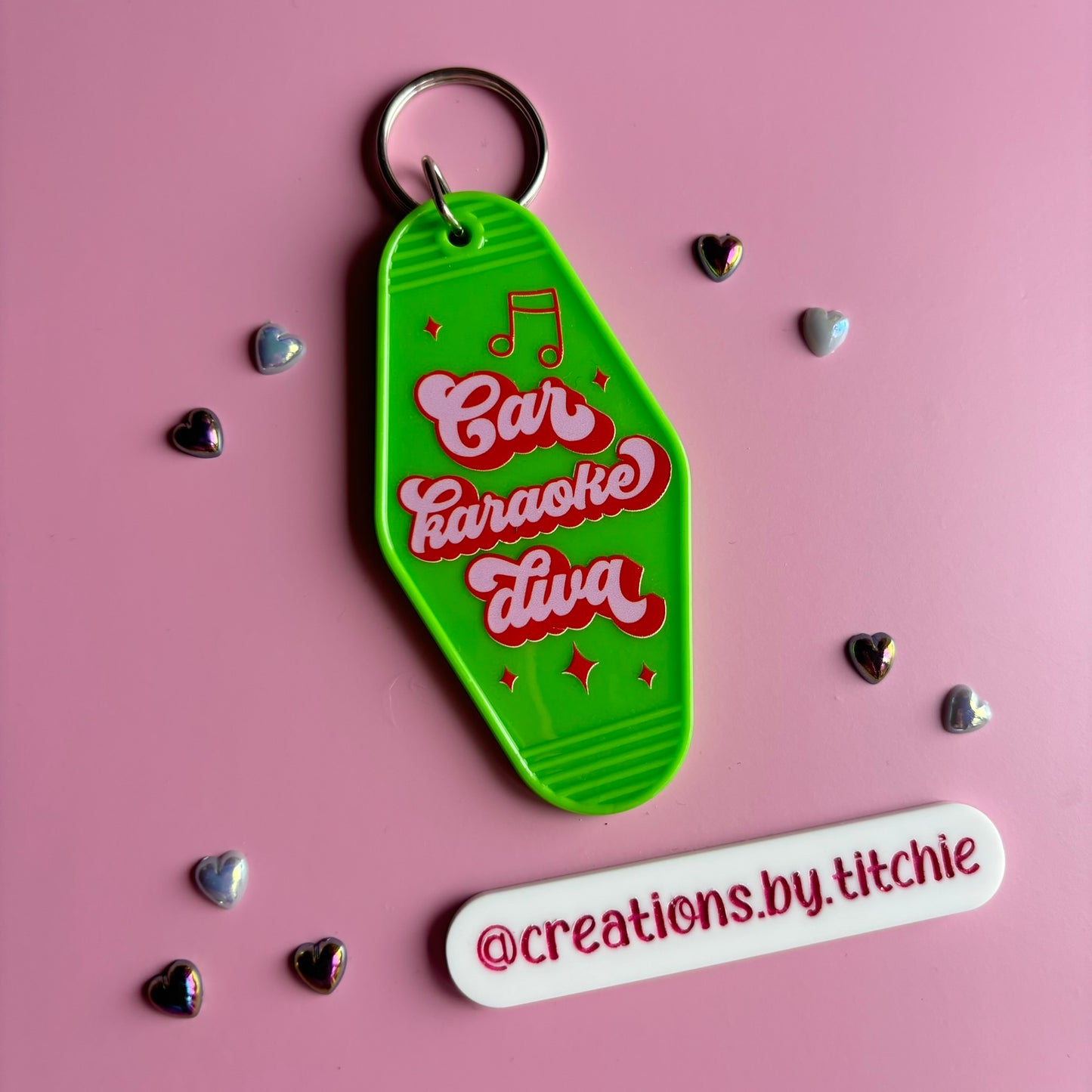 Motel Keyring - Green "Car Karaoke Diva"