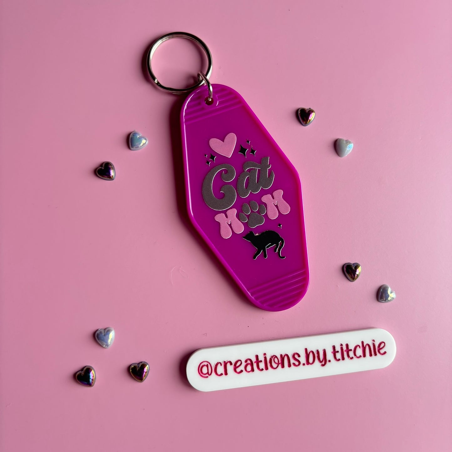 Motel Keyring - Magenta "Cat Mum"