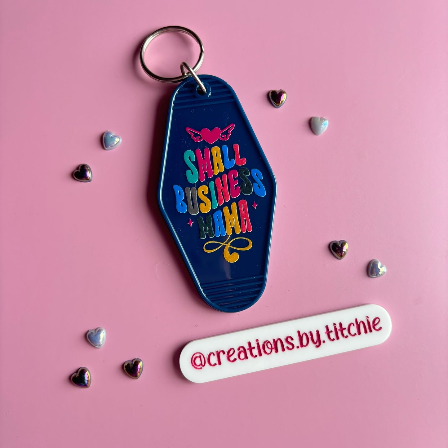 Motel Keyring - Dark Blue "Small Business Mama"