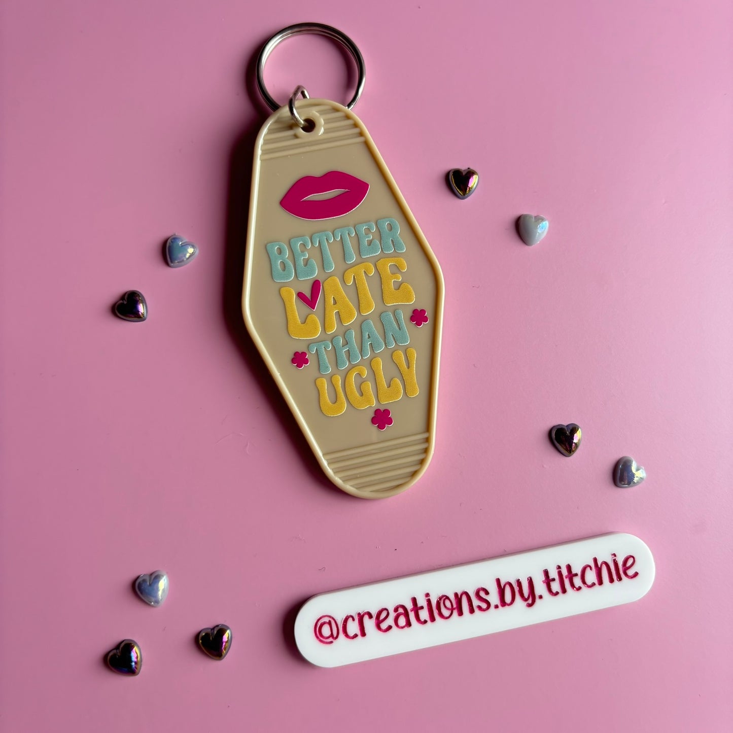 Motel Keyring - Beige "Better late than ugly"