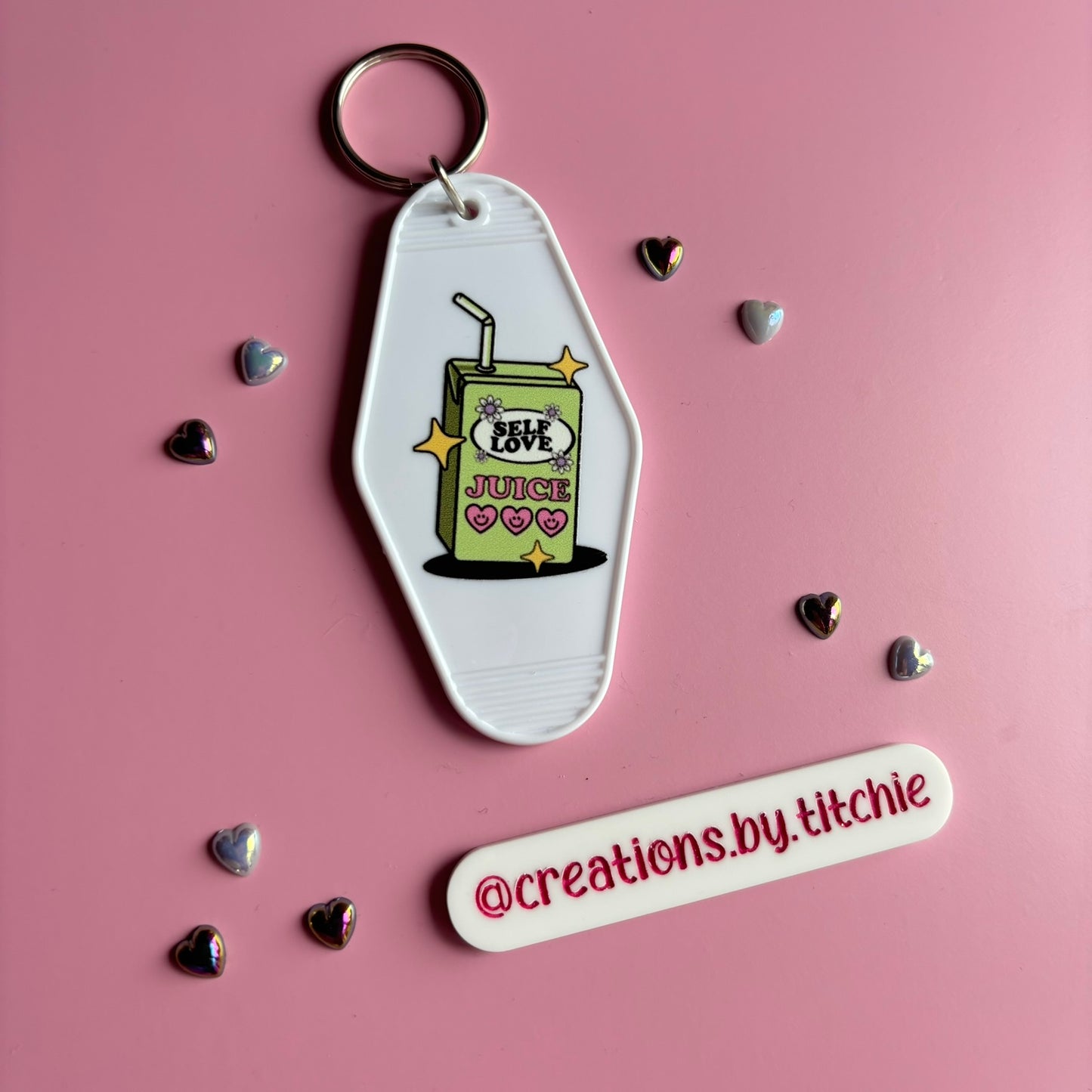 Motel Keyring - White "Self Love Juice"