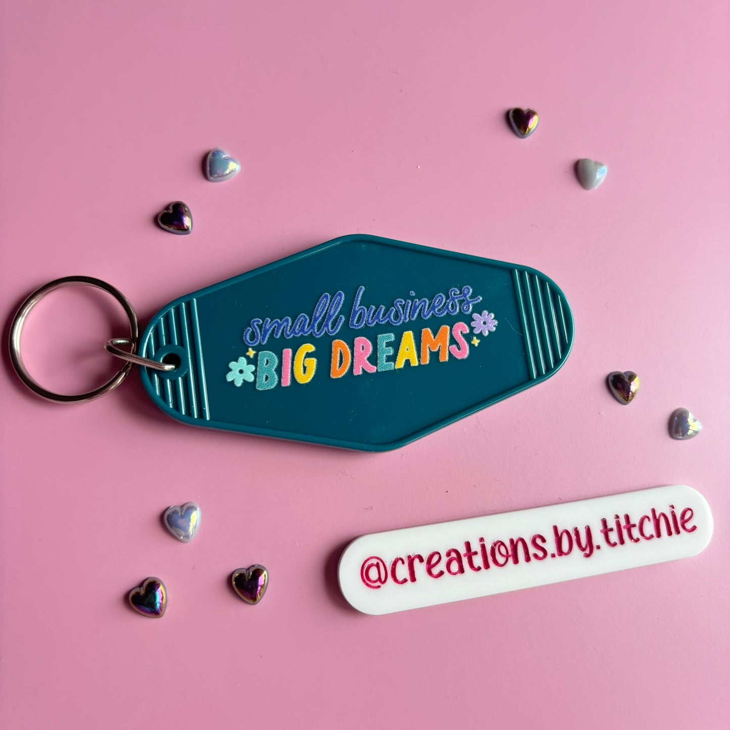 Motel Keyring - Dark Blue "Small business, big dreams"