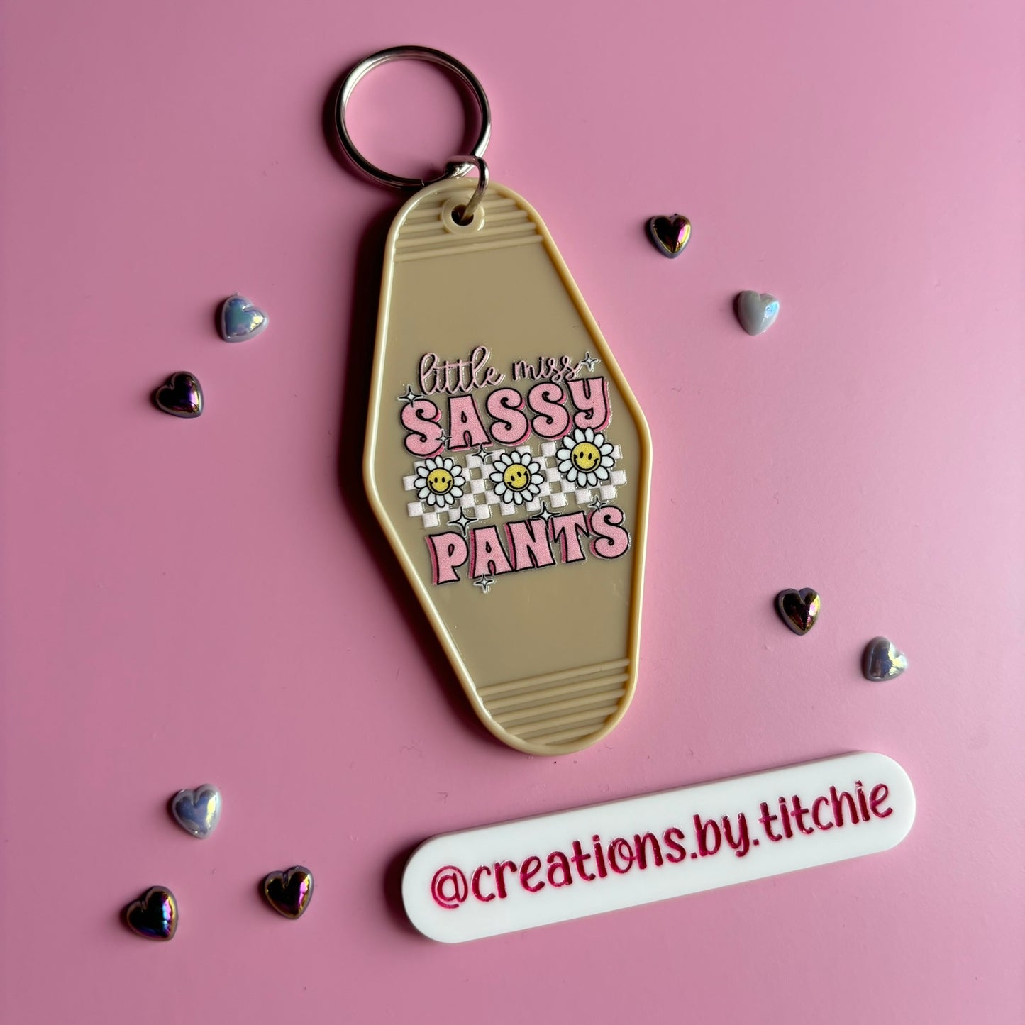 Motel Keyring - Beige "Little Miss Sassy Pants"