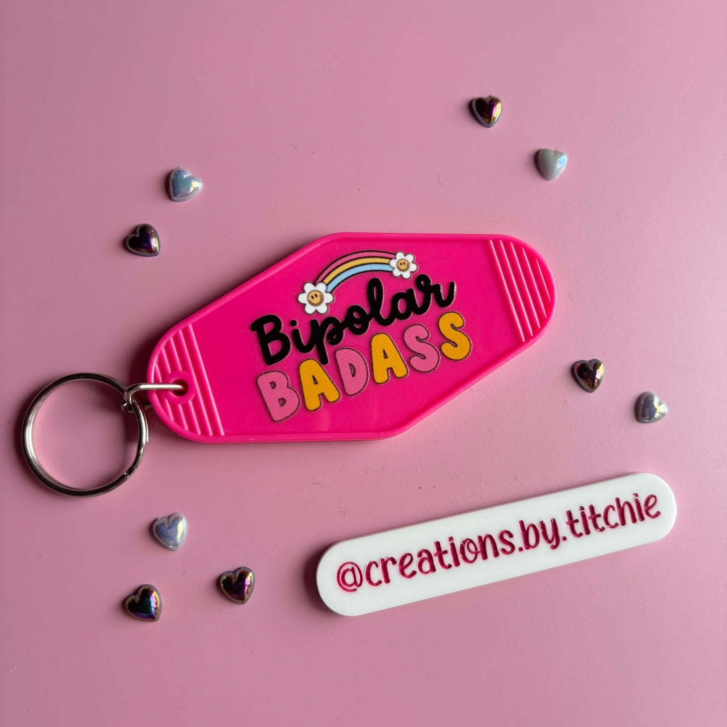 Motel Keyring - Hot Pink "Bipolar Badass"