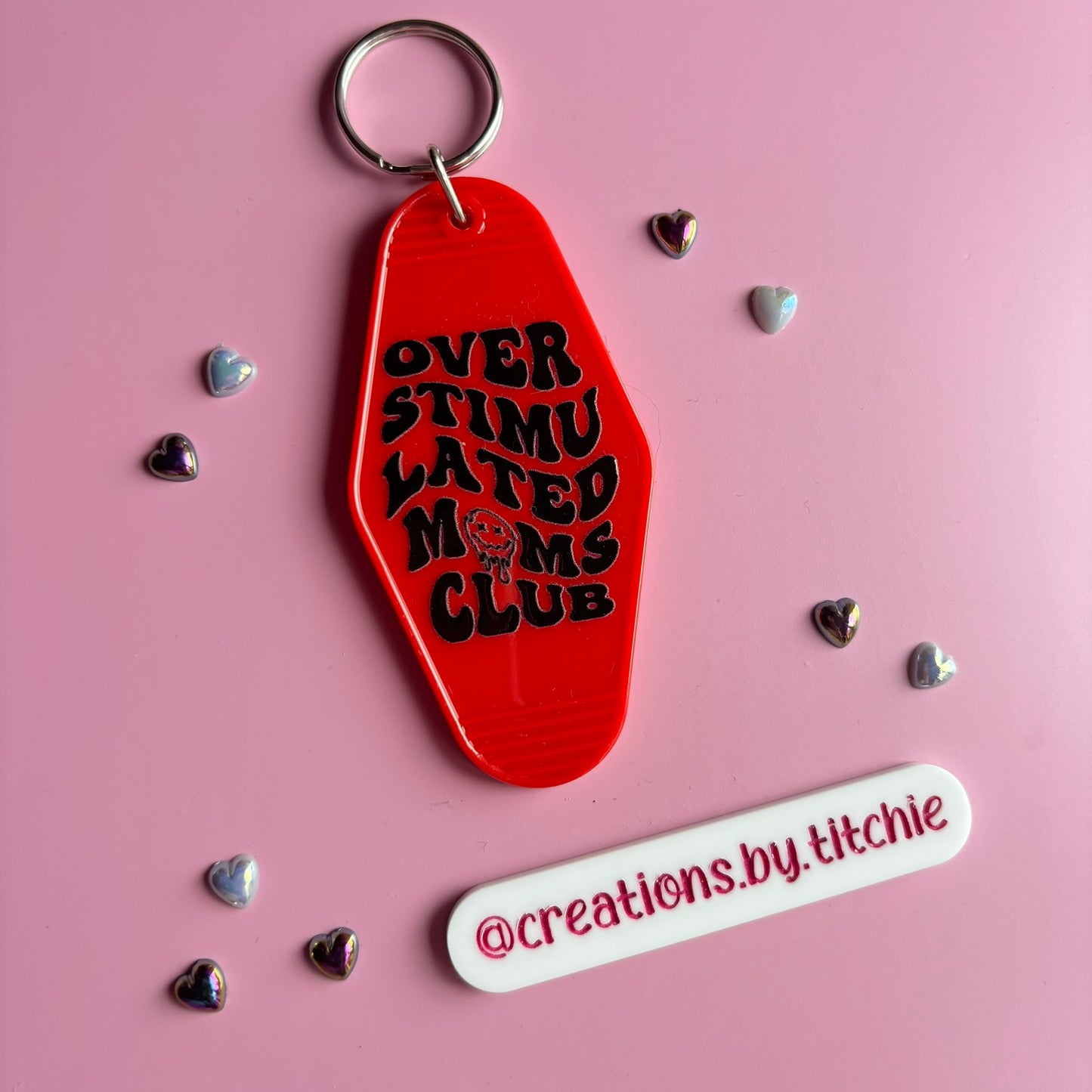 Motel Keyring - Red "Overstimulated Mums Club"