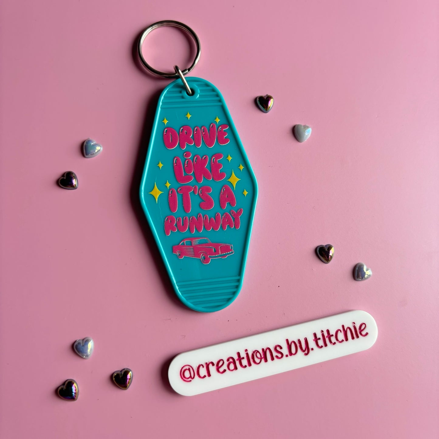 Motel Keyring - Blue "Drive like it's a runway"