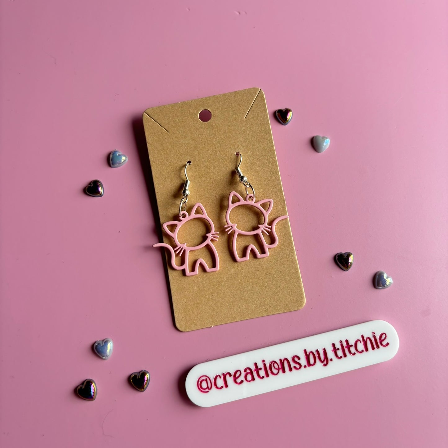Pink Cat Earrings