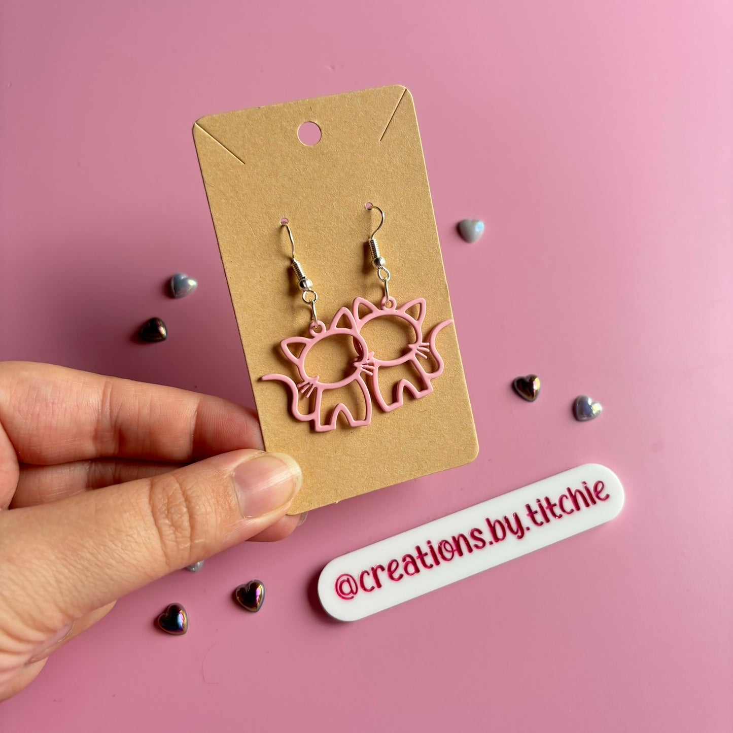 Pink Cat Earrings