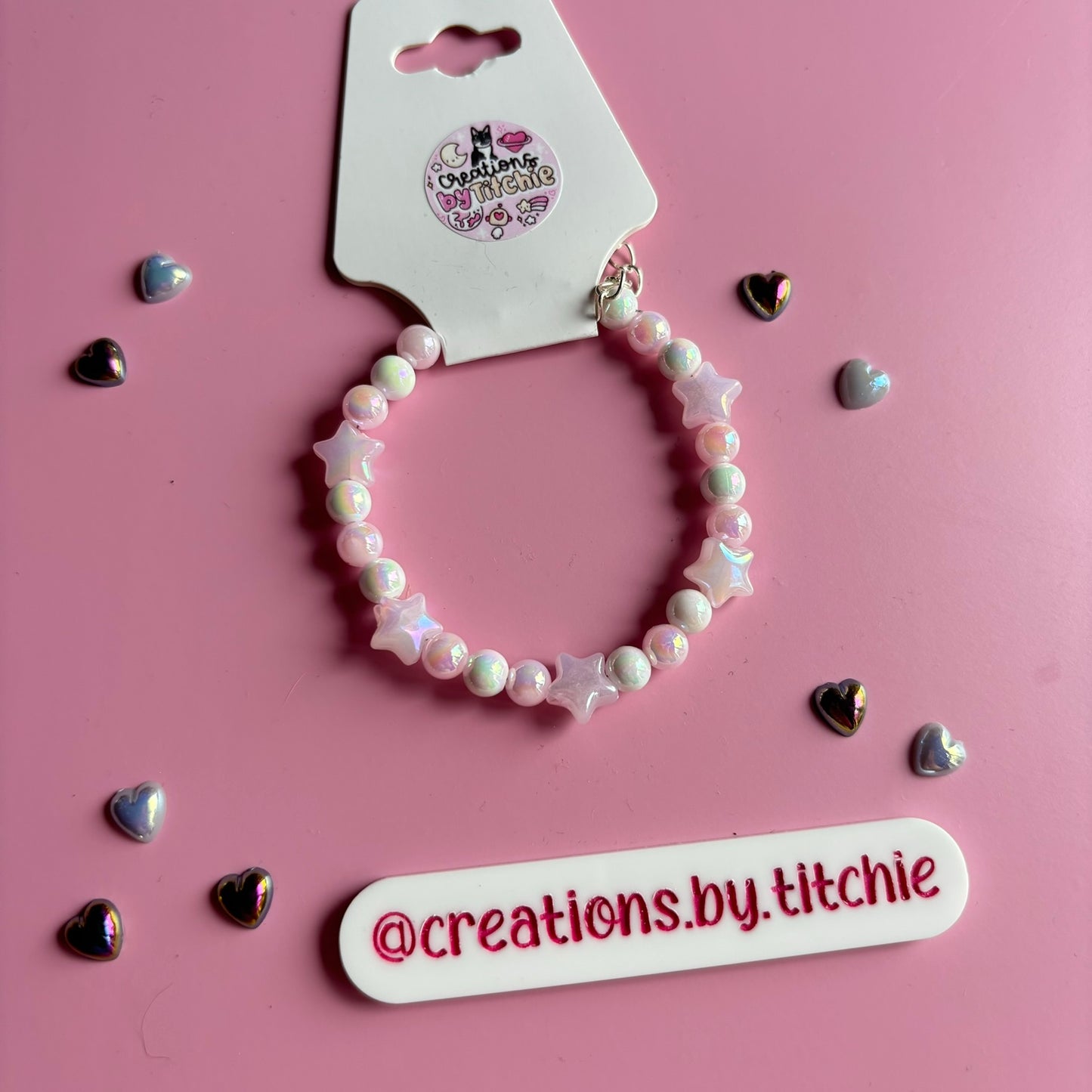 Bracelet - Pink/White Stars