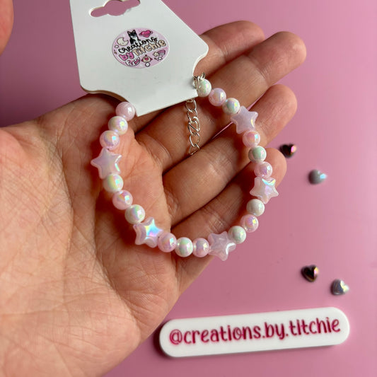 Bracelet - Pink/White Stars