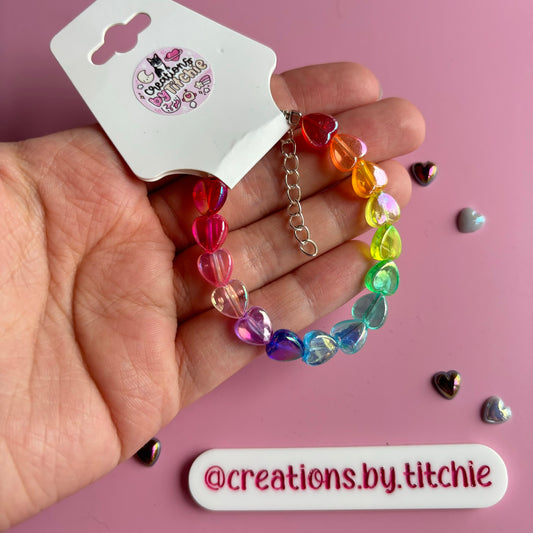 Bracelet - Translucent Rainbow Hearts